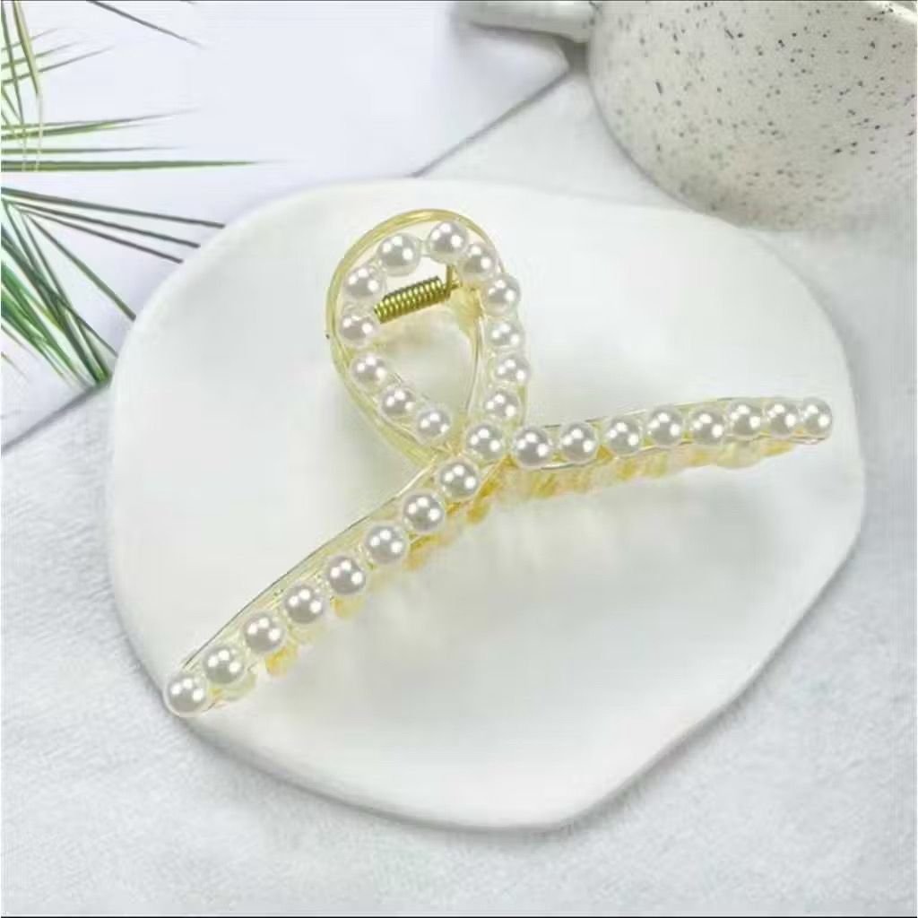 Acessórios cabelo Piranha de Acrílica com Pérolas Grampos Garra de Cabelo em Oferta na Shopee