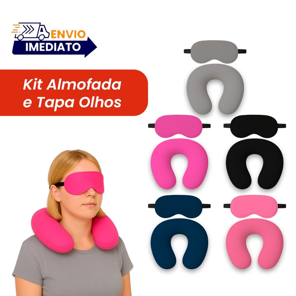 Kit  almofada de pescoço + mascara para dormir Tampa olho descanso viagens