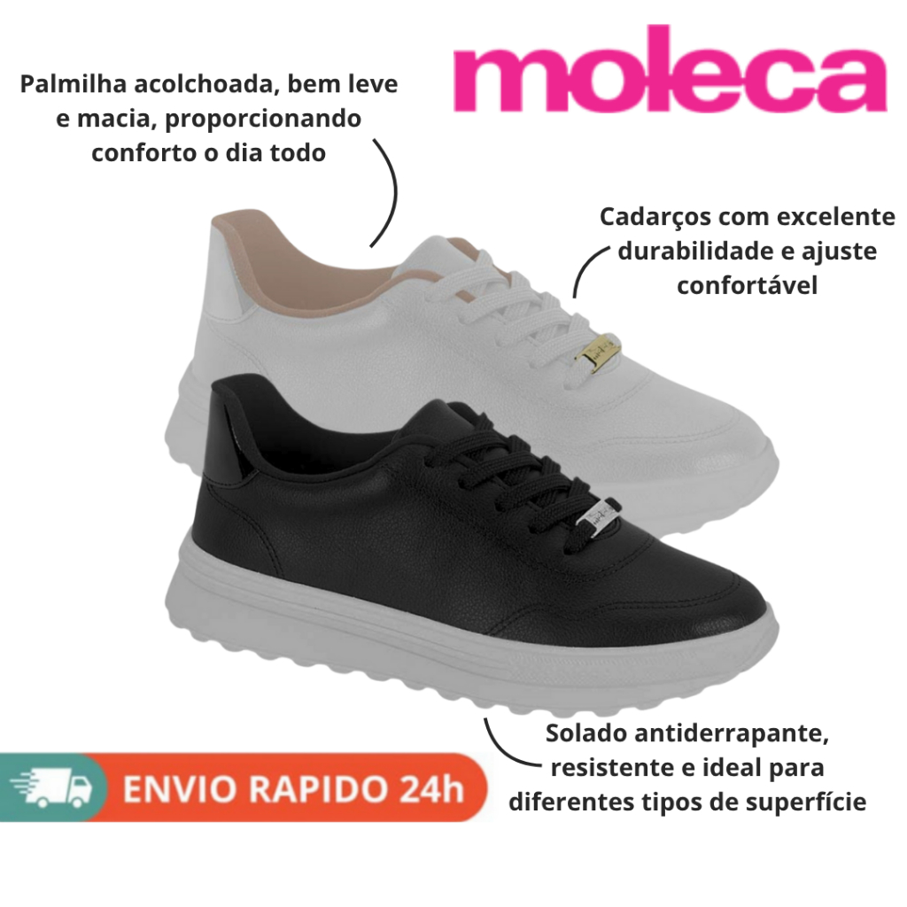 Tenis adulto feminino moleca confortável macio moderno estiloso versátil ideal Ref 5809.104