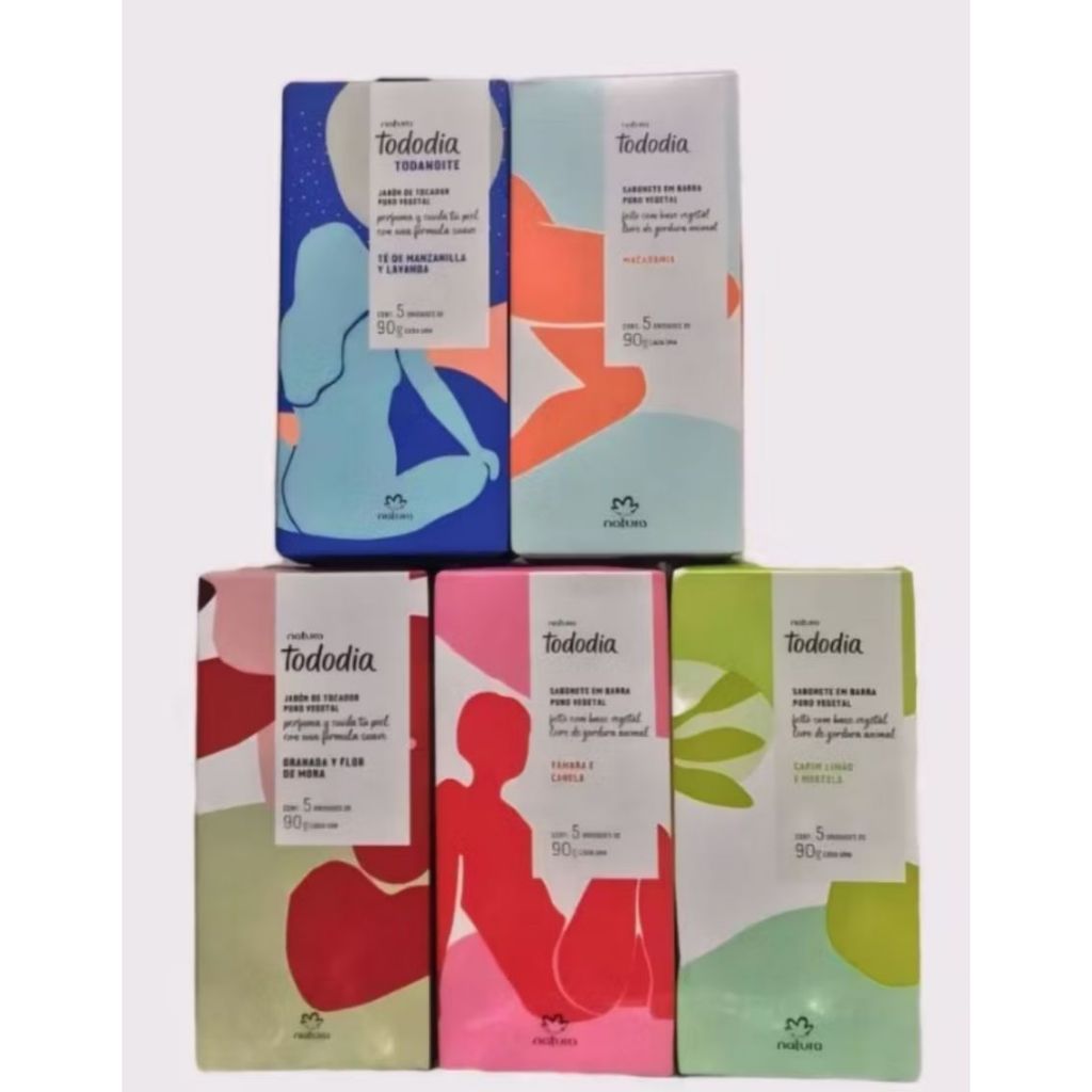 5 Caixas De Sabonetes Em Barra Puro Vegetal Natura TodoDia - 5x90gr cada caixa em Oferta na Shopee