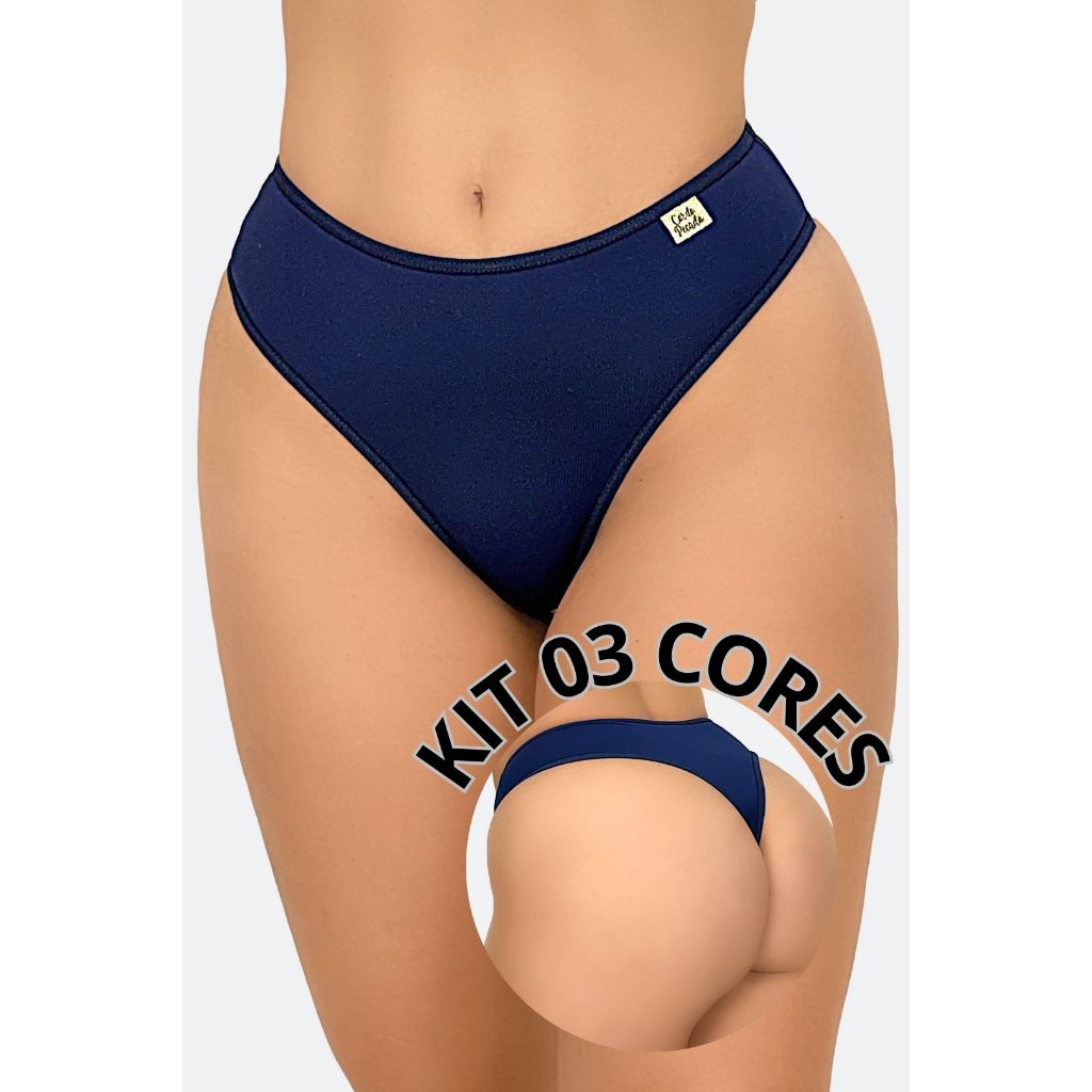 Kit com 03 Calcinhas de Lingerie Fio Dental Conforto na Lateral Forro de Algodão em Oferta na Shopee