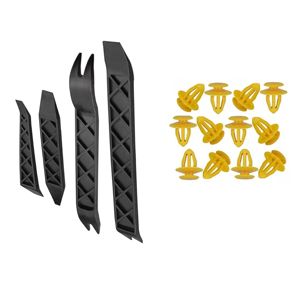 Kit 5 Espátulas Automotivas Nylon + Presilhas Lateral de Porta Ford e GM – Painel e Porta Auto