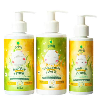 Kit Shampoo + Condicionador + Leave In Infantil Verdi Natural - Aloe Vera e Camomila e Pantenol