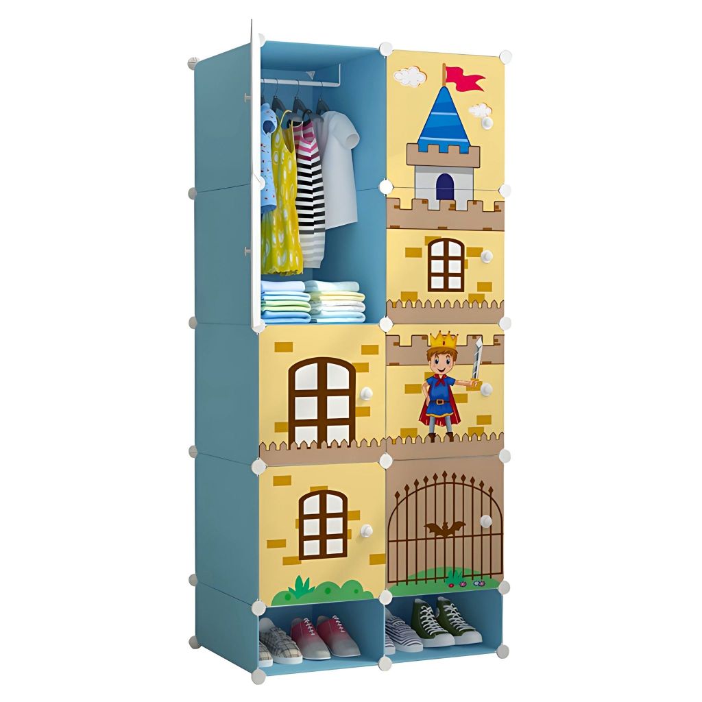 Guarda-Roupa Infantil Castelo Azul Modular com Portas | Organizador Infantil de Roupas