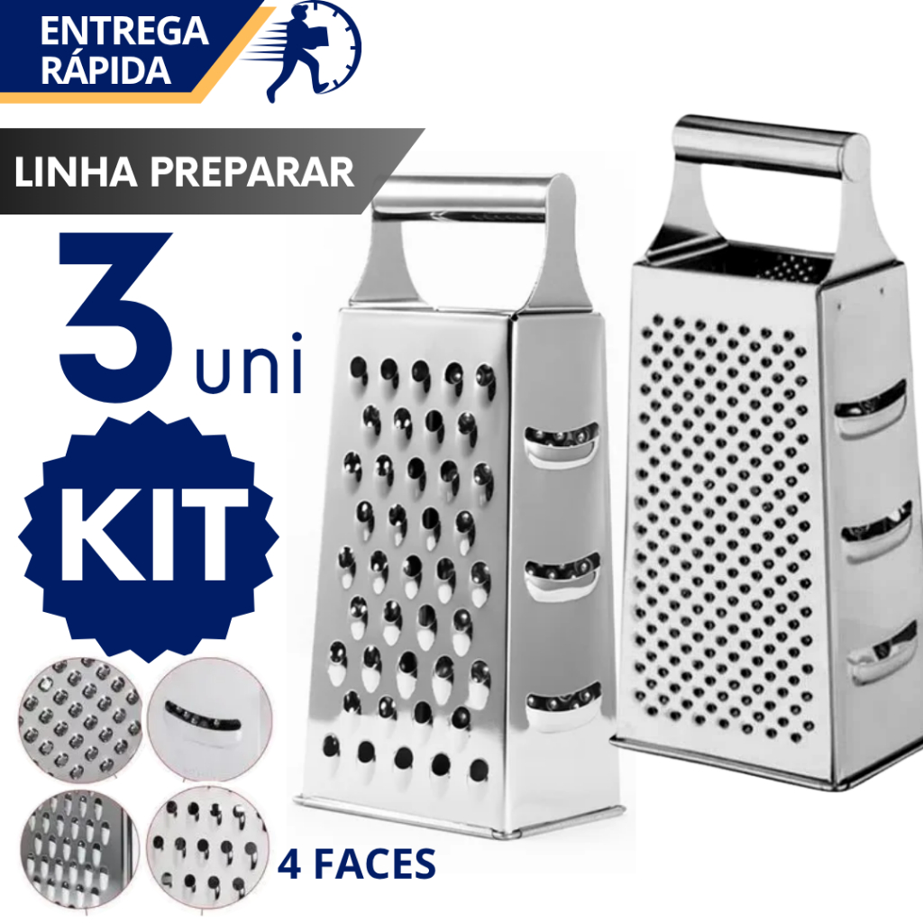 Ralador em Inox 4 Funções Ralar Fatiar Manual Legumes Queijo em Oferta na Shopee