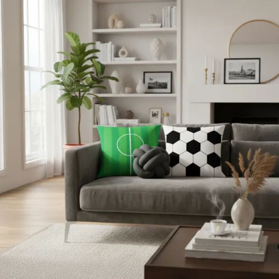 Kit 02 Almofadas Decorativa 42cm x 42cm Mais Enchimentos E Almofada Nozinho Luxo Decorativa Futebol