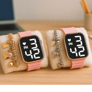 Kit Relógio Feminino + Pulseira Dourada Ou Prata Relógio Digital Com Pulseira de silicone em Oferta na Shopee
