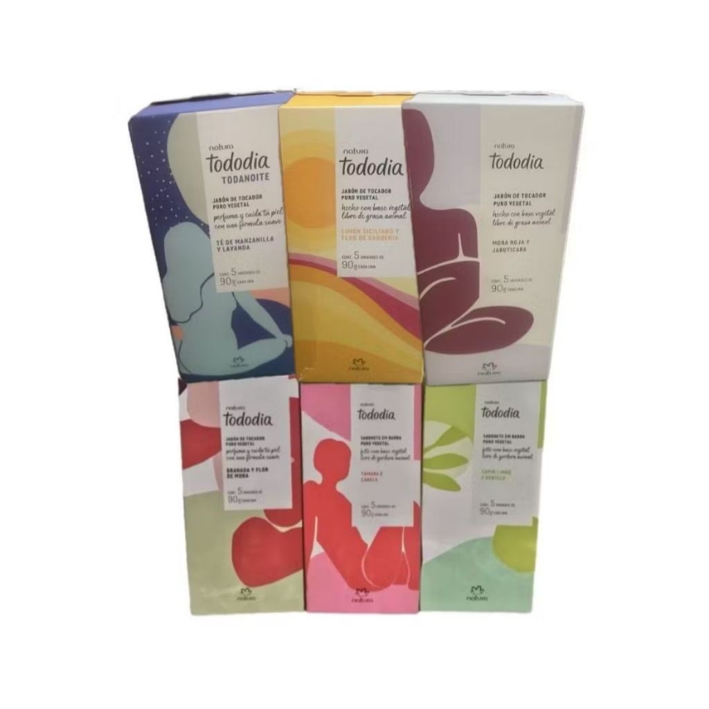 6 Caixas De Sabonetes Em Barra Puro Vegetal Natura TodoDia - 5x90 gr cada Caixa