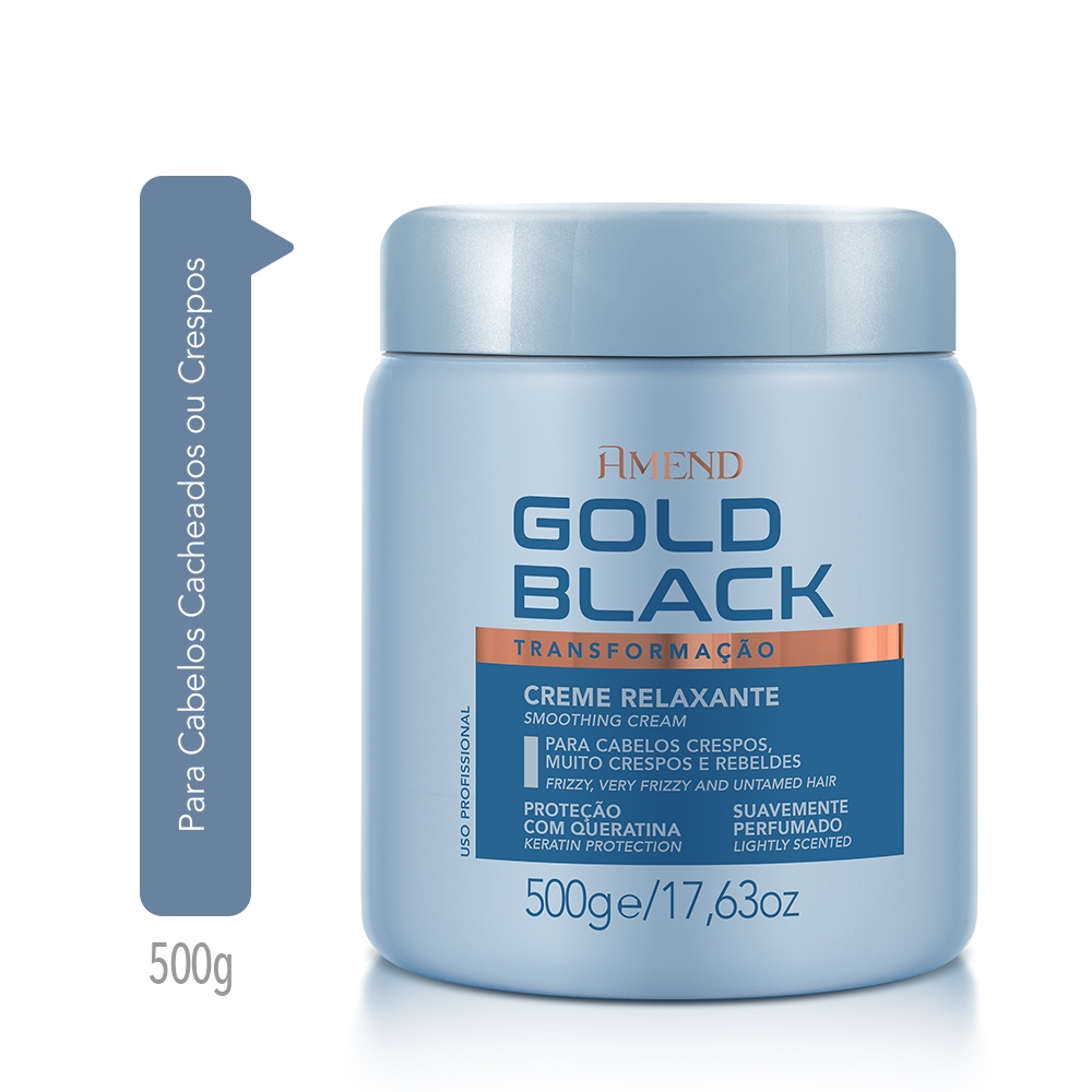 Creme Relaxante Amend Gold Black 500g| Cabelos Crespos, Muito Crespos e Rebeldes