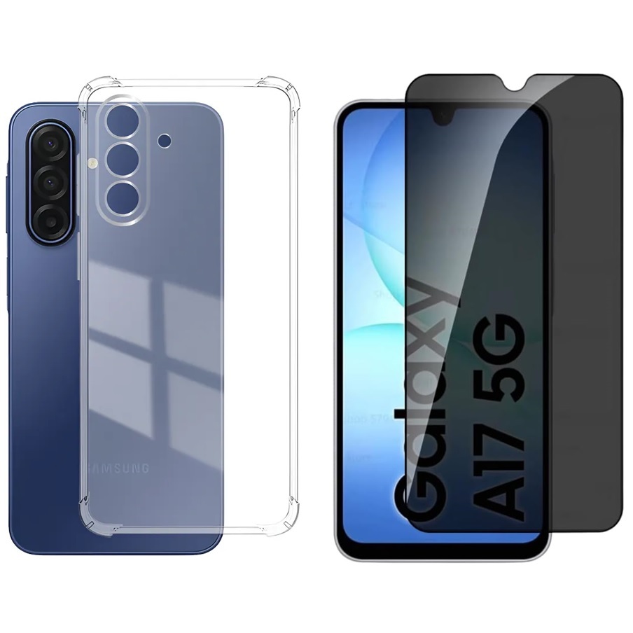 Capa Capinha Anti Impacto + Película de Privacidade Vidro 3D Para Samsung Galay A17