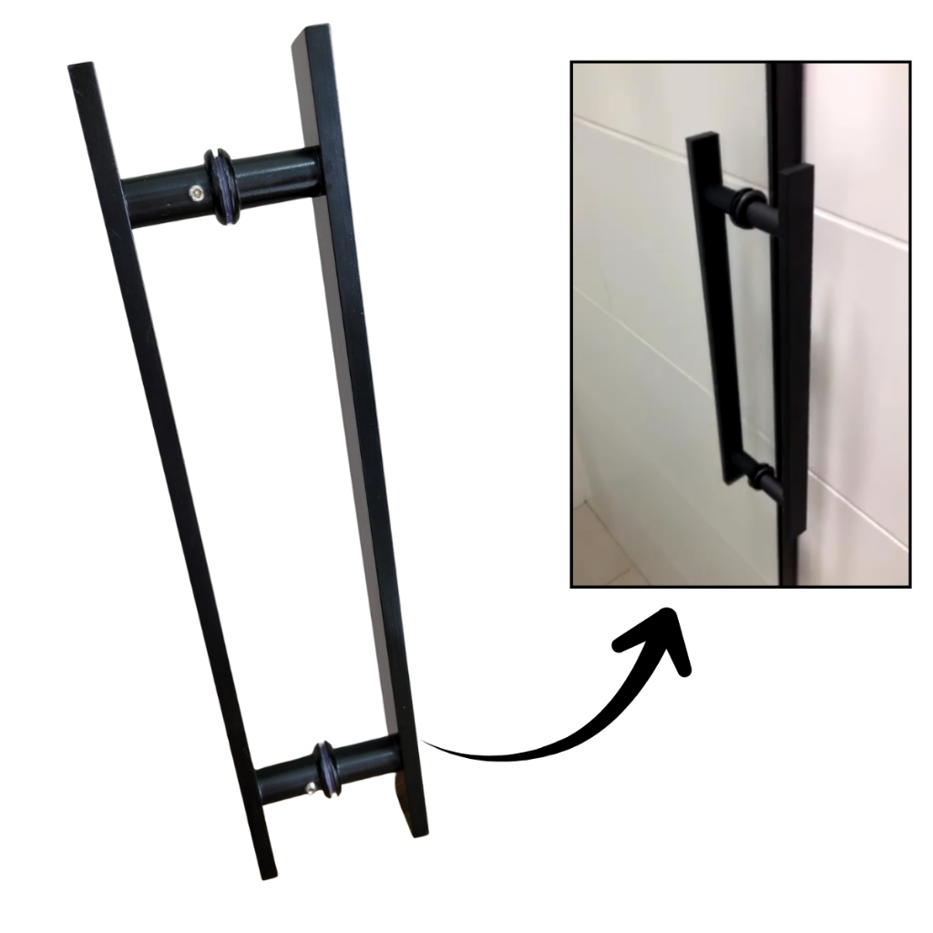 Puxador duplo barra chata modelo H 400x300mm para porta de correr ou abrir