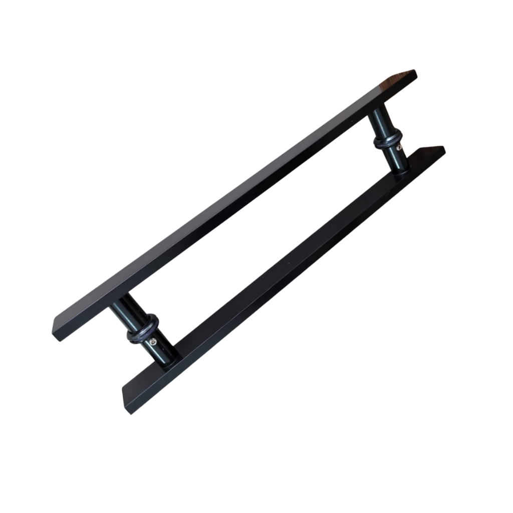 Puxador duplo H barra chata 400x300mm em alumínio cor preto