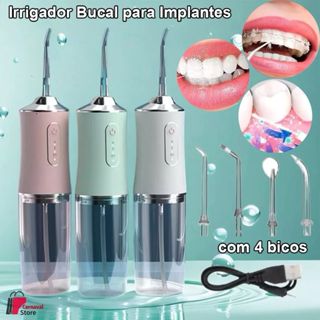 Irrigador Dental Oral Recarregavél 220ml Higiene Limpeza Bucal Portátil Limpador de Dente em Oferta na Shopee