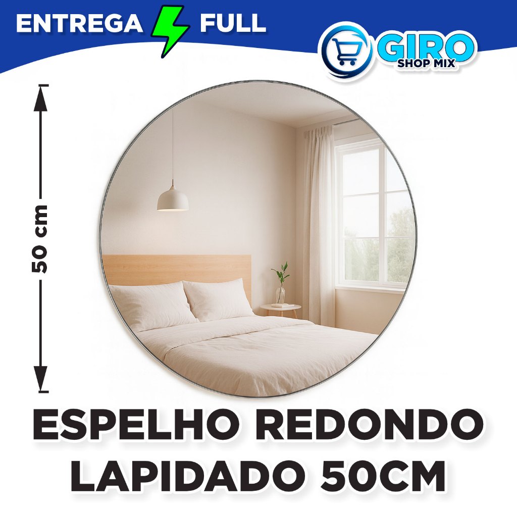 Espelho Redondo Vários Tamanhos Lapidado | Espelho Decorativo para Sala Quarto Banheiro
