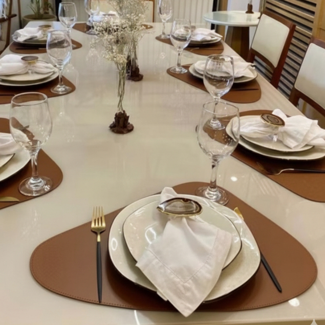 06 peça Jogo Americano Sousplat De Mesa em Sintético Decoração Organico
