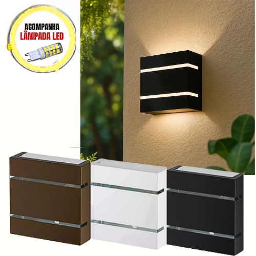 Kit 1 Arandela Luminária de Parede Externa Interna 2 Frisos 2 Focos Bivolt LED em Oferta na Shopee