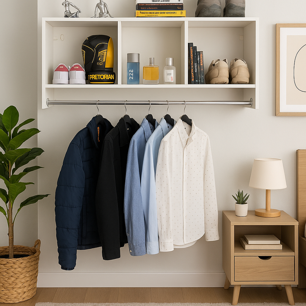 Nicho Grande Com Cabideiro Suspenso Quarto Lavanderia 90 em Oferta na Shopee