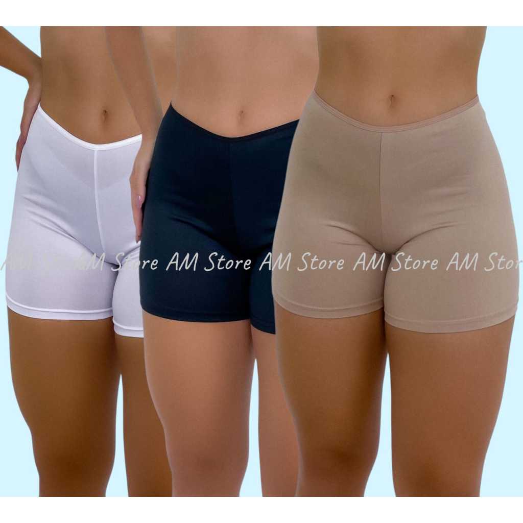 3 Shorts Segunda Pele Short Anágua Microfibra Premium em Oferta na Shopee