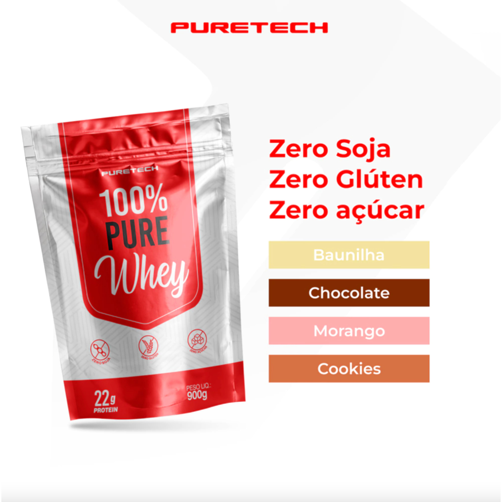 Whey Protein Concentrado 900g Puretech em Oferta na Shopee