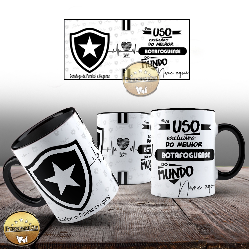Caneca do Botafogo Com Seu Nome Personalizado - Cerâmica 325ml em Oferta na Shopee