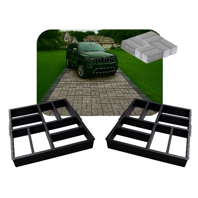2 Bloquetes Molde Tijolinho Caminho Jardim Concreto Pedras P/ Garagem 6cm - Easy Piso