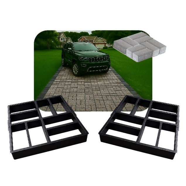 2 Formas Molde Bloquete Tijolinho Caminho Decora Jardim Concreto Pedras P/ Garagem 6cm - Easy Piso