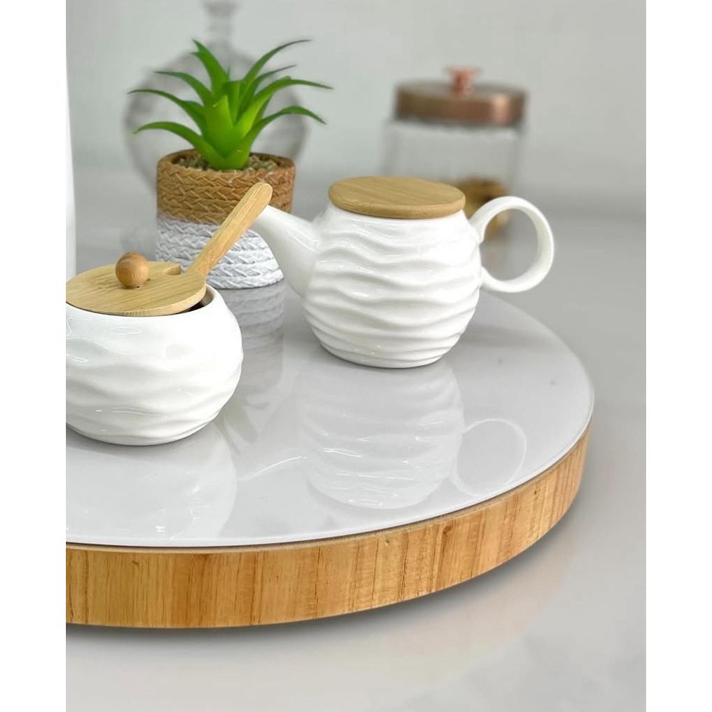 Prato Giratório borda laminada c/vidro