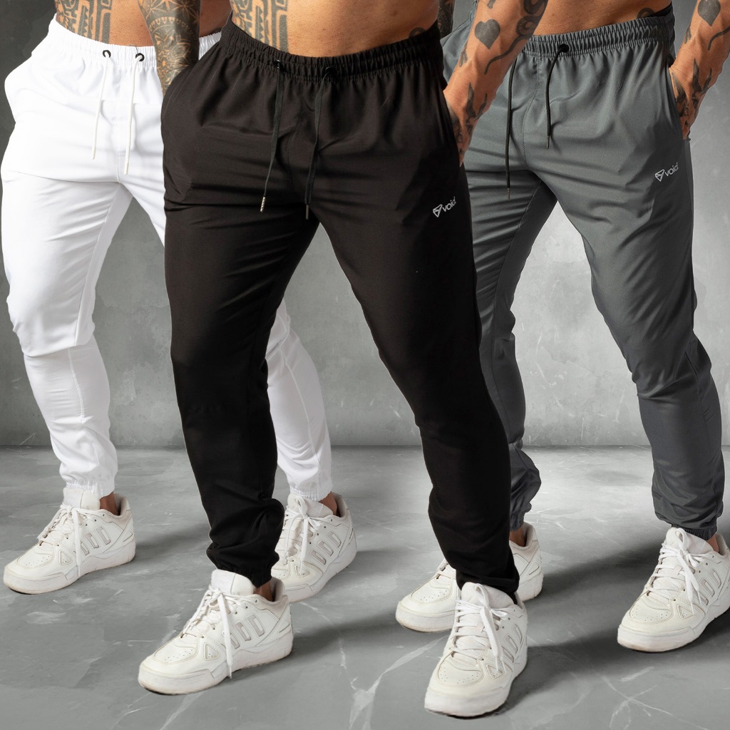 Kit 3 Calças Jogger de Tactel com Elastano Masculinas