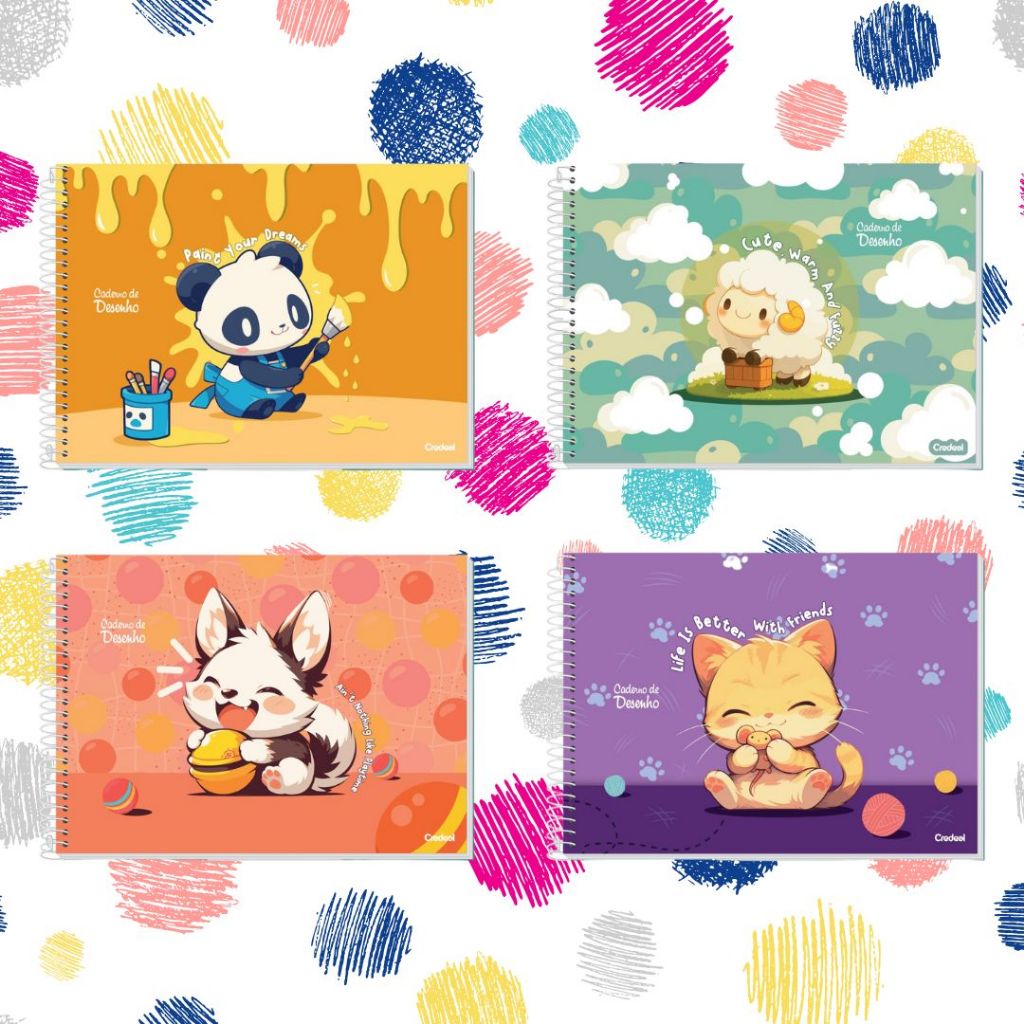 Caderno De Desenho Universitário Capa Dura 80 Folhas Lala Pets (Estampas Diversas) - Credeal em Oferta na Shopee