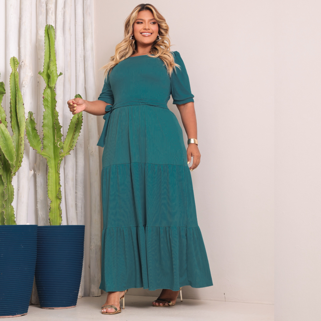 Vestido Longo Três Marias Longo Pluz Size Modesto Madrinha Fardamento Evangélico