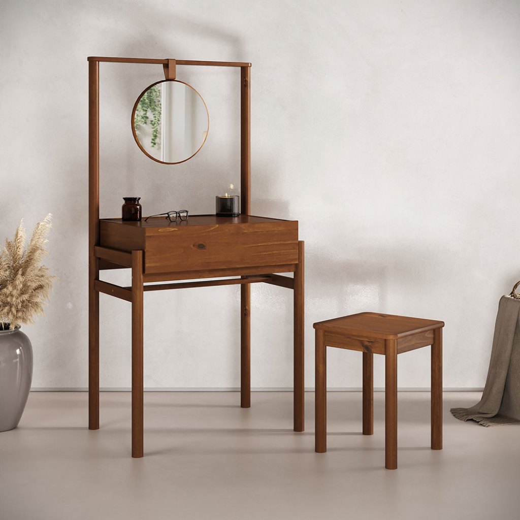 Penteadeira Camarim Vintage Maquiagem Escrivaninha Castanho Lily em Oferta na Shopee