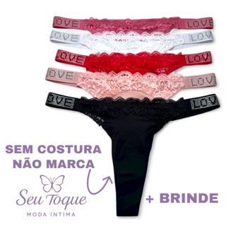 KIT CALCINHAS FEMININA FIO DENTAL COM STRASS LOVE SECRET LISA SEM COSTURA em Oferta na Shopee