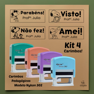 kit com 4 carimbos pedagógicos / professores com personagens - Nykon 302 em Oferta na Shopee