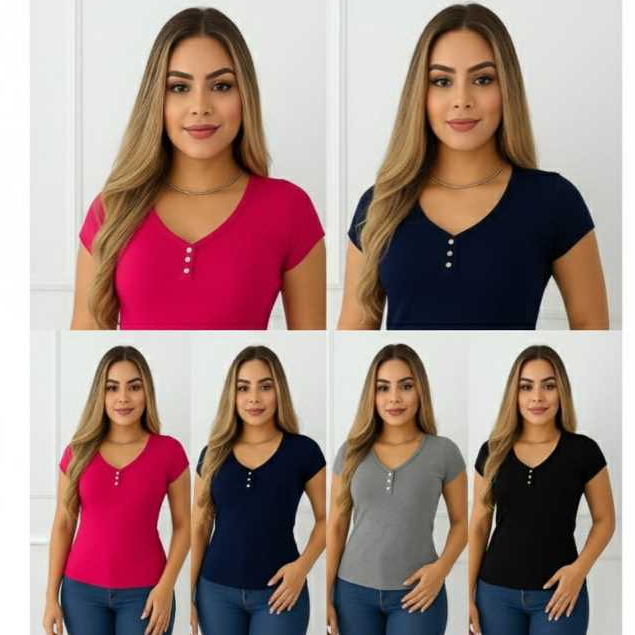 blusa feminina kit 4 unidades em Oferta na Shopee
