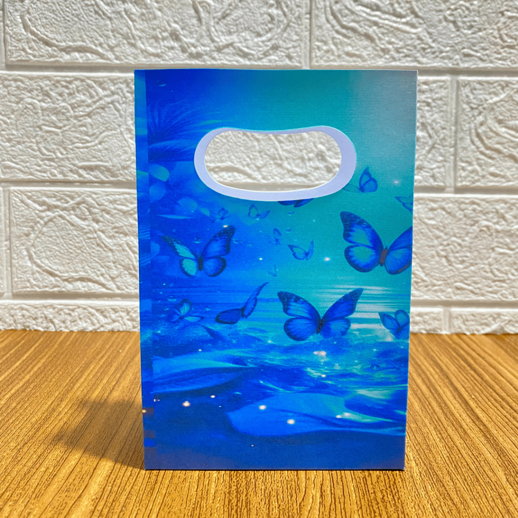 PEGUE E MONTE MINI SACOLINHA PERSONALIZADA para Festas Aniversários Lembrançinhas BORBOLETAS AZUL-ENVIO IMEDIATO!