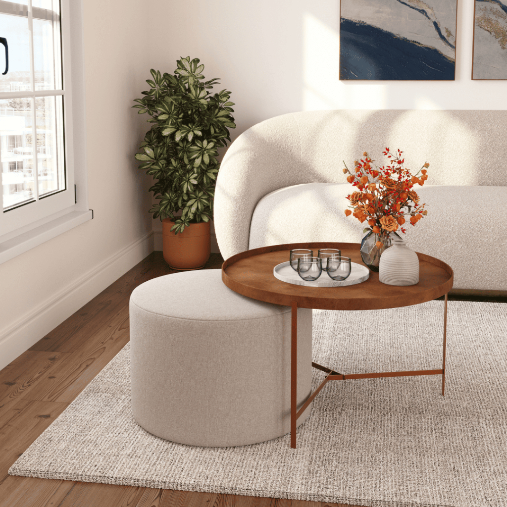 Mesa de Centro Sala Couro e Ferragem