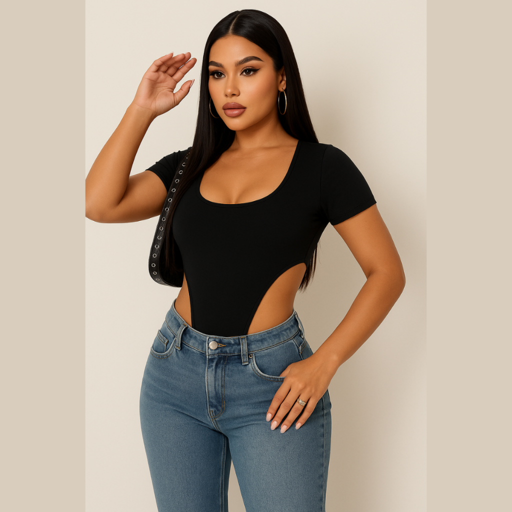 Bori Feminino Body Cavado Sem Bojo Manga Curta Preto Liso em Oferta na Shopee