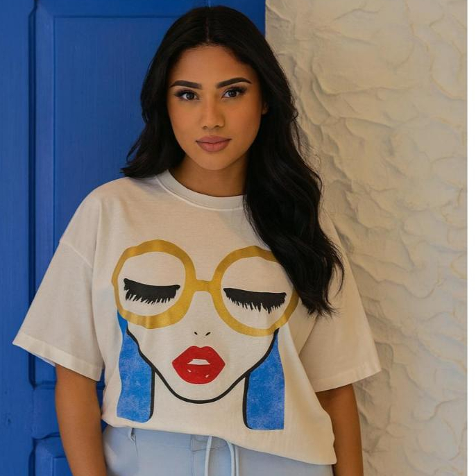 Camiseta Feminina Estampada Fashion | Blusa Oversized Algodão Estilo Streetwear Casual Confortável