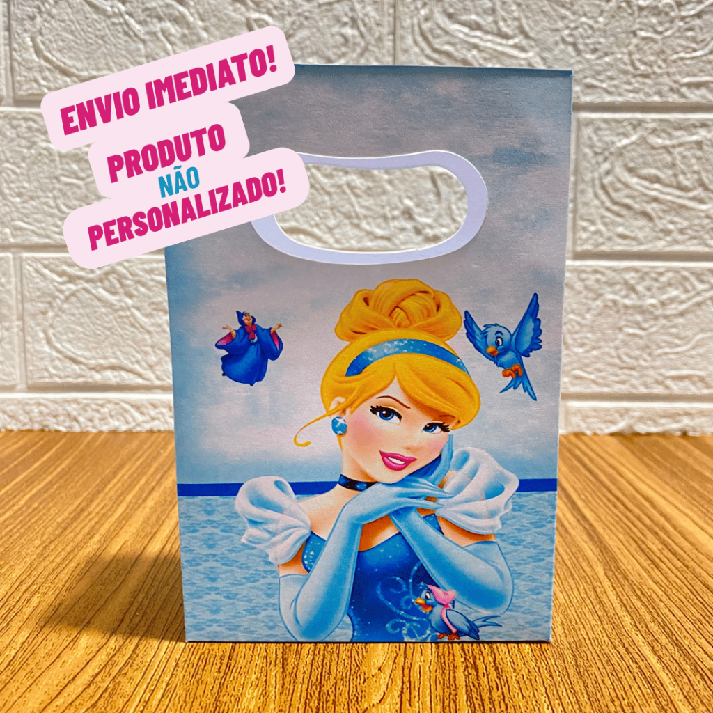 KIT PEGUE E MONTE MINI SACOLINHAS Personalizadas para Festas Mimos Aniversário CINDERELA