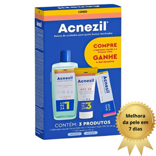 Kit Tratamento Anti-Acne Acnezil: Sabonete Líquido + Gel Secativo + Protetor Solar SPF 30 em Oferta na Shopee