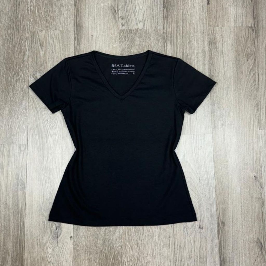 Camiseta Gola V T-shirt Feminina Lisa Básica 100% Algodão  Blusinha
