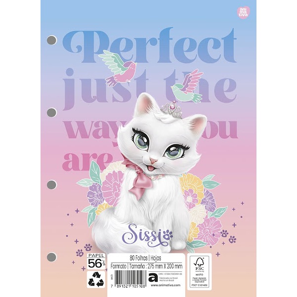 Bloco Para Fichário SISSI Decorado 80 Folhas - Animativa