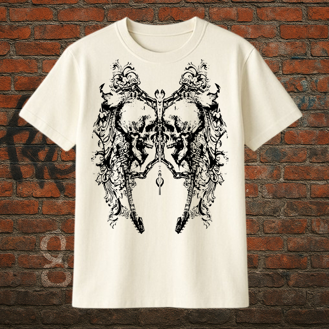 Camiseta Masculina Estilo Gótico Punk Streetwear Caveira Blusa Gola Redonda em Oferta na Shopee