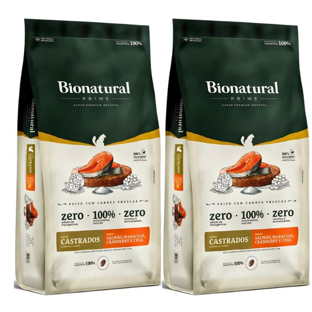 Kit 2x Ração Bionatural Special Gatos Castrados | Salmão | 7,5kg (15kg Total) | Alimento Premium