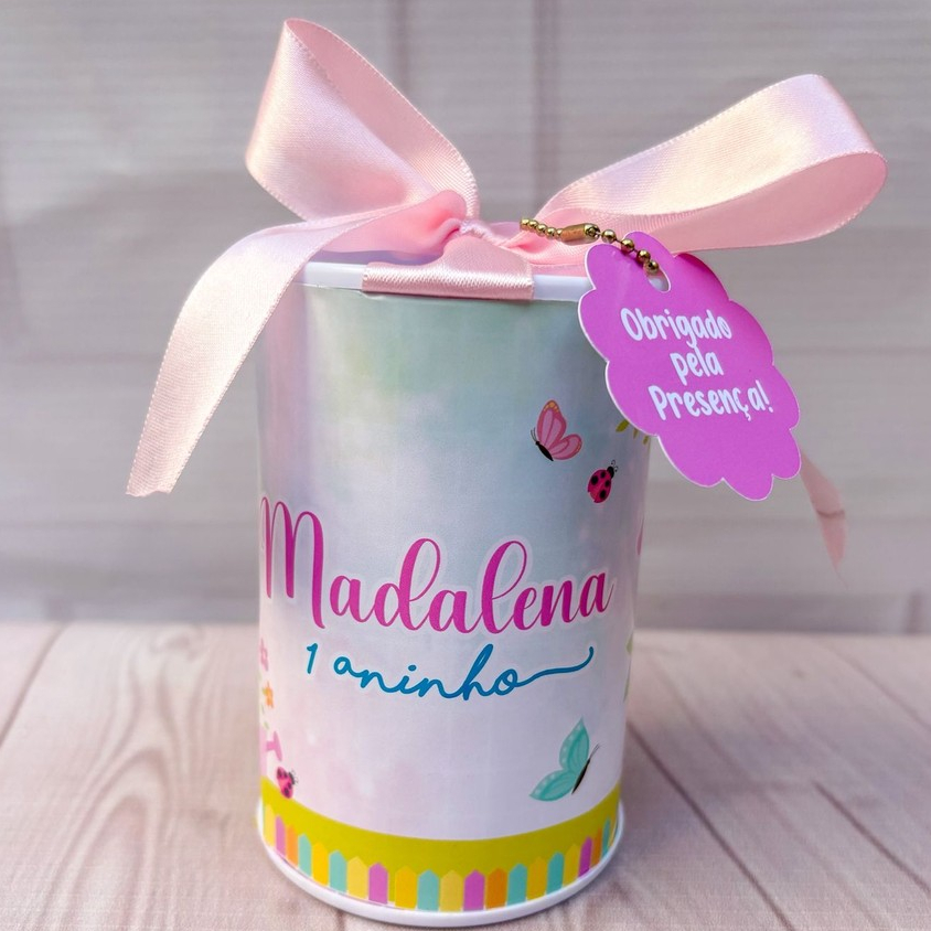 Kit Cofrinhos Personalizados Jardim das Borboletas 10x6cm Lembrancinha Festa Infantil Aniversário