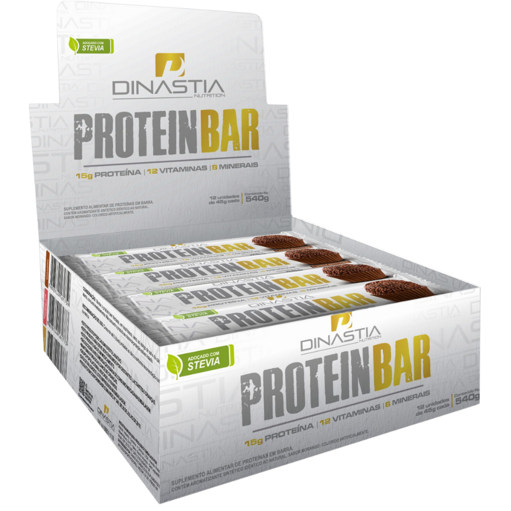 Barra de Proteína Dinastia Adoçada com Stevia Caixa com 12 Unidades 15g Proteína Suplemento Saudável em Oferta na Shopee