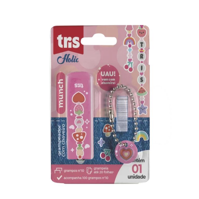 MINI GRAMPEADOR COM CHAVEIRO MUNCH TRIS em Oferta na Shopee