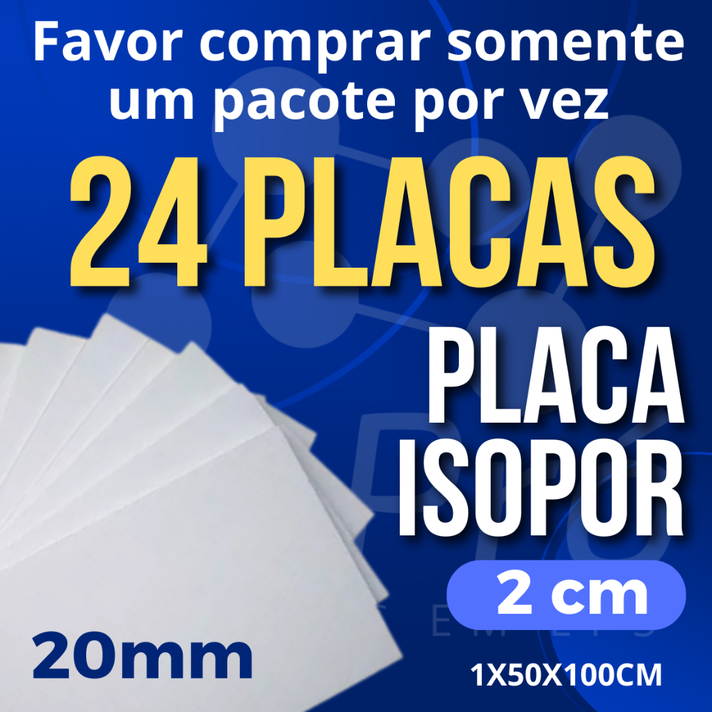 24 PLACAS DE ISOPOR EPS ANTI CHAMAS 20 MM (2 cm) DE ESPESSURA, FORRO, ISOLAMENTO TÉRMICO, ACÚSTICO em Oferta na Shopee
