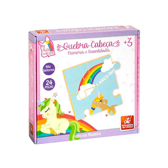 My Little Unicorn Quebra-Cabeça Números e Quantidades 24 Peças (Madeira) - Brincadeira de Criança 0978