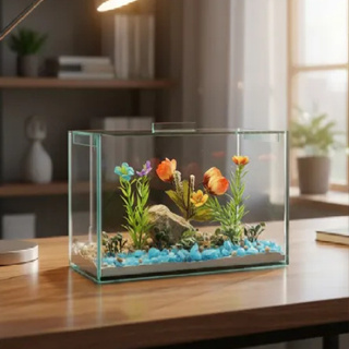 Aquário 4,5l Decorado Retangular 25x12x15cm Peixe Água Vidro em Oferta na Shopee